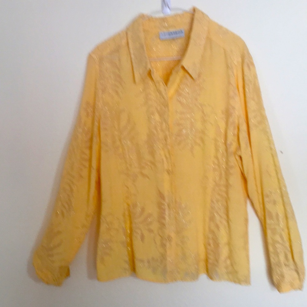 Blouse by Sag Harbor Light Yellow Petite Large